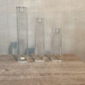 ricci casa collection square clear candle holder set of 3 heavy